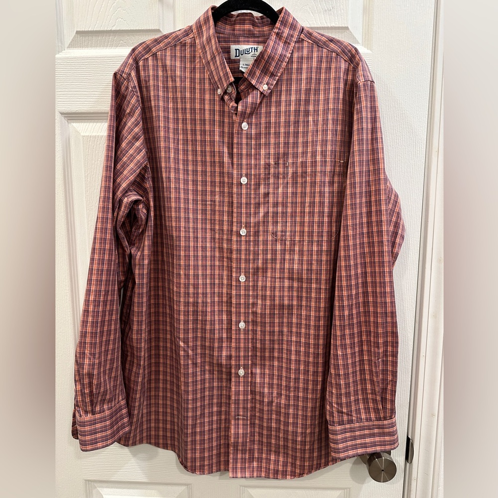 Duluth trading company plaid cotton mend button down size tall L EUC